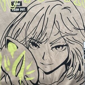 Anime T-shirt, Bershka Original, Size L, light tan color